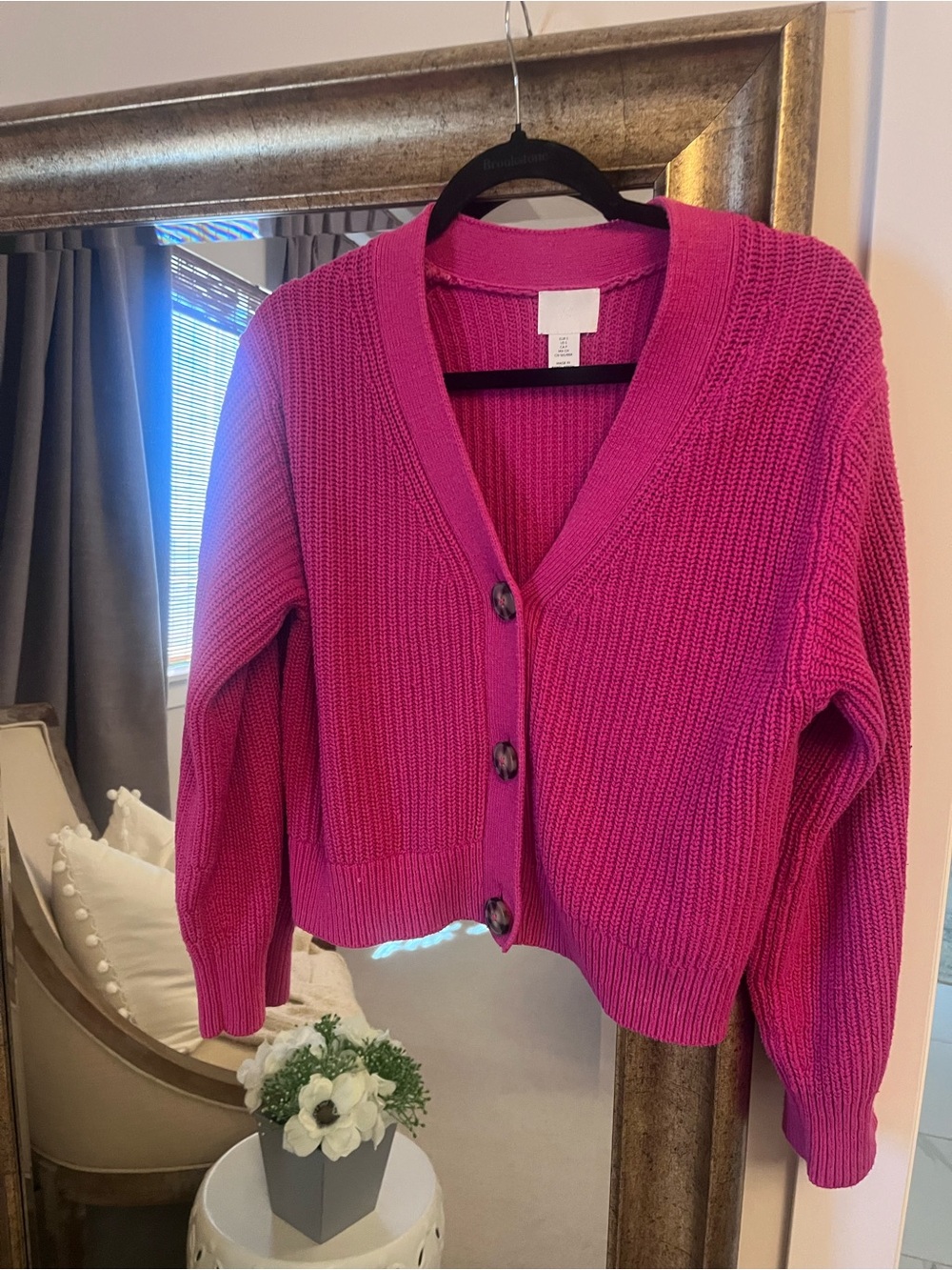 Women's H£M Fuchsia Knit Button Cardigan